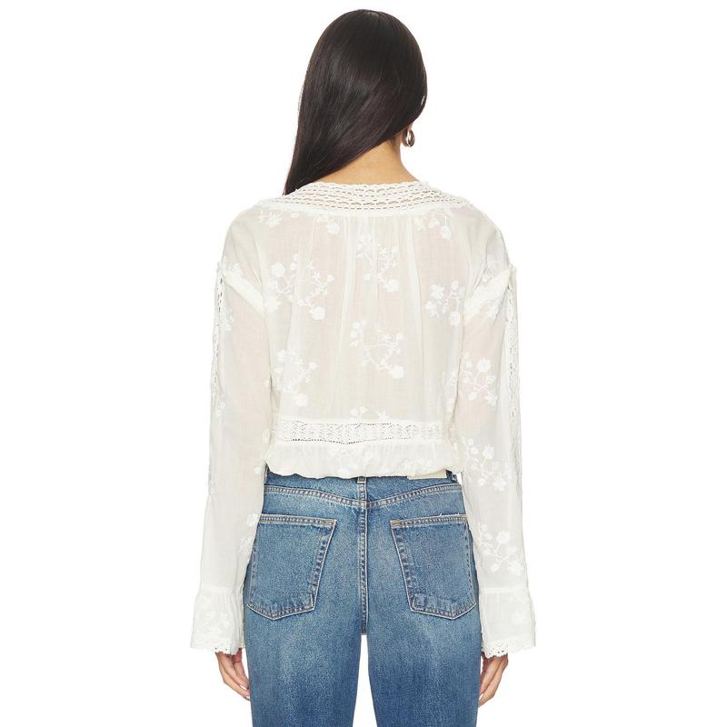 Free People Sweet Love Blouse in Egret