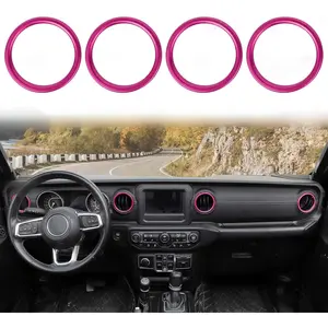 Jeep JL Dash Air Conditioning Vent Outlet Bezel Ventilation Grille Embellishment Trim for 2018-2023+ Jeep Wrangler JL JLU Gladiator JT Trunk Interior Accessories,Pink Aluminum Alloy