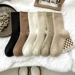 Women's Fall Winter Socks, Thick Loop Socks, Plain Simple Warm Soft Socks, Versatile Mid-Calf Socks, Perfect Christmas Gift for Girls