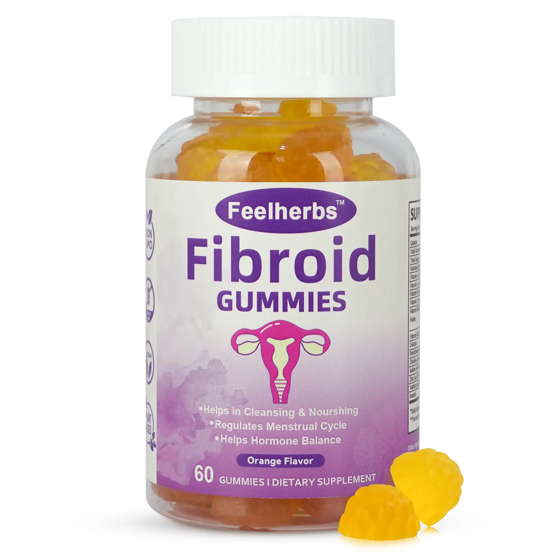 Fibroid Dietary Nutrition Supplement Gummies, Feminine Support Vitamins Supplements for Hormone Balance, Fibroid & Ovarian Cyst Relief, with Vitamin A, E & Minerals, 60 Count