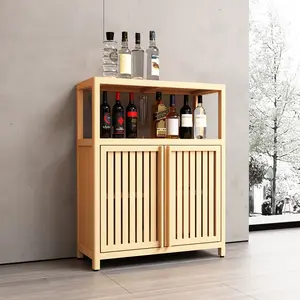 Aobtkel®Large Capacity Bamboo Storage Cabinet Furniture for Bathroom Living Room Bathroom Bamboo Storage Cabinet With Shelves   WL#Summervibes