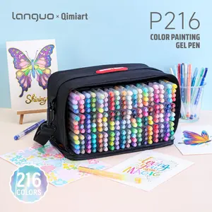 Languo 216 Color Gel Pen Set, 72 Glitter Pens + 144 Acrylic Paint Pens, 1.0mm Tip, Large Ink Capacity, Art Supplies, DIY Crafts, Notebooks
