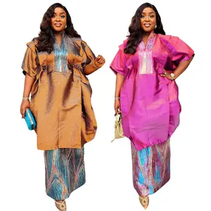 Stylish Mini Boubou Skirt Suit Set for Women 2 Piece Embroidery Fashionable and Comfortable