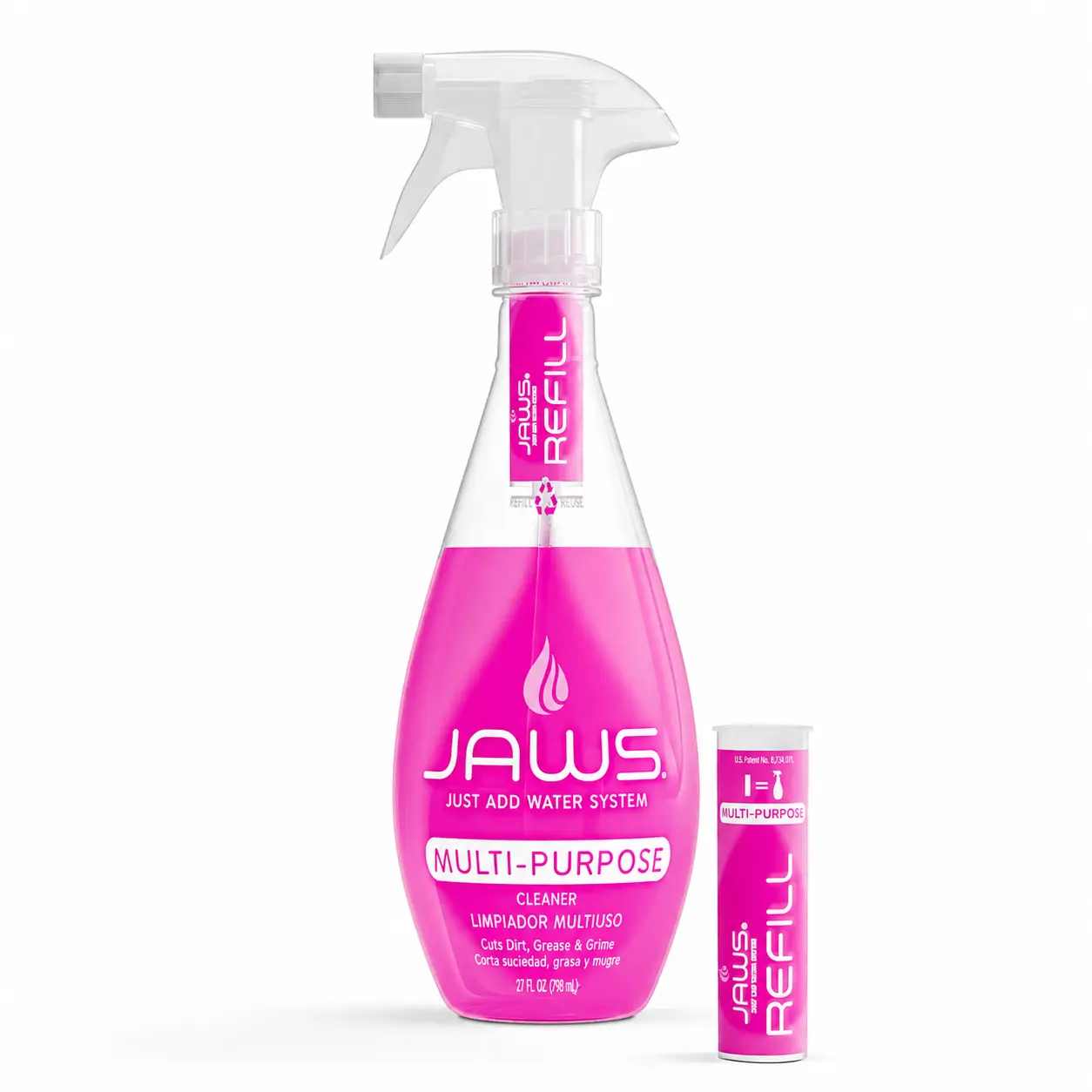 JAWS Multi-Purpose Cleaner Kit - 25 oz Refillable Bottle with 2 Lavender Scented Refills for Bathrooms Kitchens Floors & More -EPA Safer Choice-certified