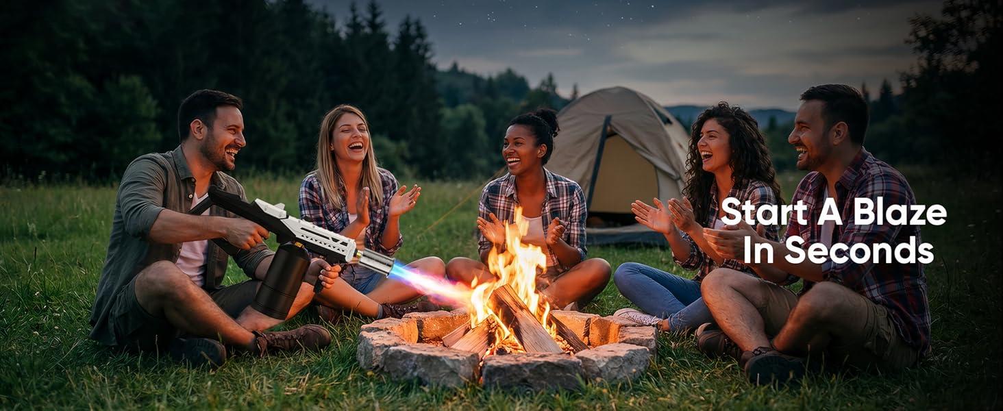 Powerful Propane Torch Gun, Kitchen Torch with Adjustable Flame, Flamethrower Blow Torch Gun, Gas Welding Kits for BBQ, Searing Steak, Camping & Charcoal Torch Lighter(Tank Not Included)