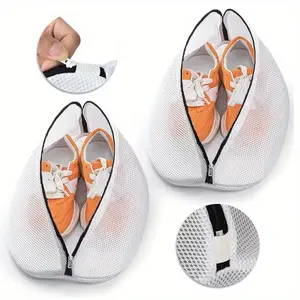Mesh Laundry Bag Washing Machine Shoes Bag with Zips Travel Shoe Storage Bags Protective Clothes Storage Box Organizer Bags Laundry Net Shoe Bag For Washing Machine