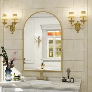 20"x 30" Bathroom Mirror Wall Vanity Arched Mirror, Gold, Crown Shape