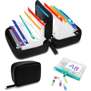 A8 Waterproof Pill Organizer Set, Twice-Daily Large Pill Organizer for Seven Days, BPA Free, Pill Storage with 14 Color-Coded Pouches, Reusable Travel Medicine Organizer