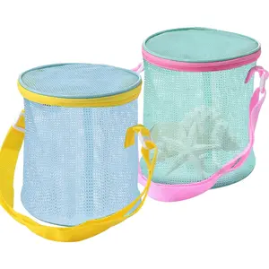 Sea Shell Bags for Beach 2pcs Mesh Seashell Holder,Shelling Collecting Tools Travel Sand Toys Storage Bucket for Sandbox,Beach VacationsTravel,Practical Sea Shell Bag for Shoreline Explorers!