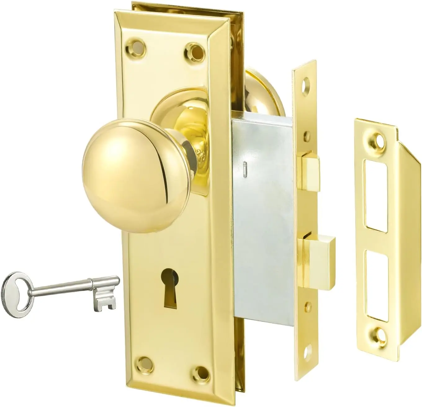 Mortise Lock Set for Interior Door, Antique Door Knobs  Door Knob with Lock and Key, Vintage Mortise Keyed Lock Set