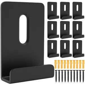 Mirror Clips for Wall Mounting, Metal Mirror Bracket Clip Hooks, Mounting Clips for Frameless Wide Channel Mirrors, Heavy Duty Hanging Hardware Tile Hook Brackets, Billboards(10Packs, Black)