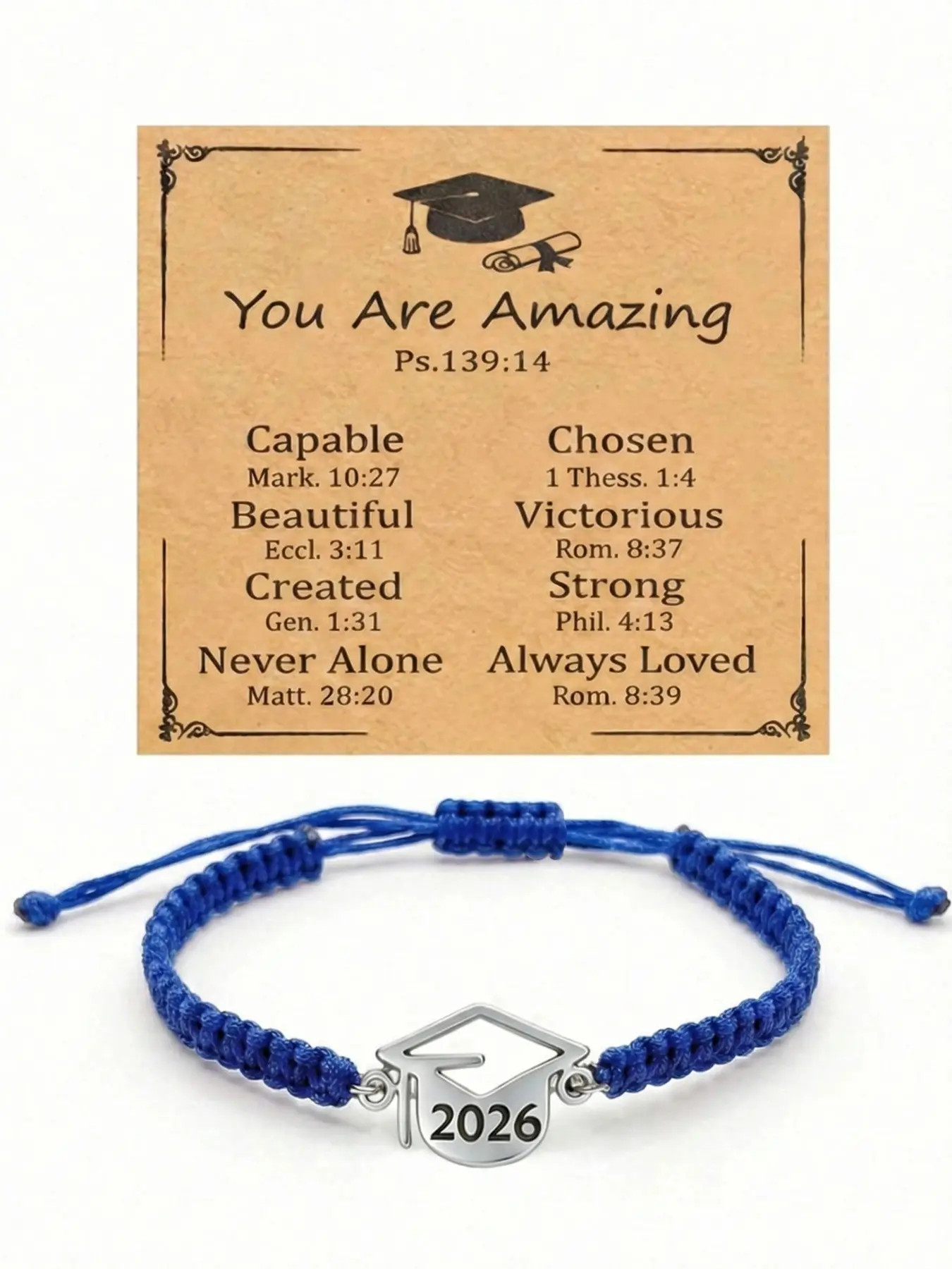 Stainless Steel Graduation Cap Pendant Bracelet, Graduation Charm Bracelets, Adjustable Handmade Braided Knot Knotted Bracelet, Perfect Gift for 2026 Graduates, Includes Inspirational Card