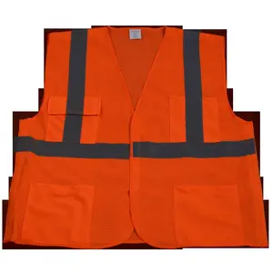 212 MAIN Petra ANSI Class 2 Reflective Safety Work Vest, OVM2-5PB-2X-3X, Orange Mesh, 5-Point Breakaway, Sizes 2X & 3X, Work Safety Vest