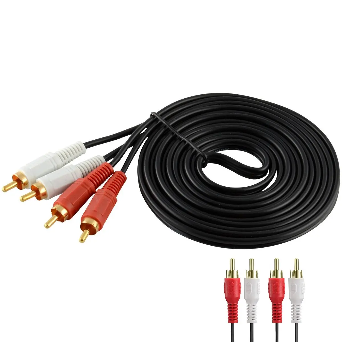 2-RCA Stereo Analog Audio Cable 2-RCA Male to Male RCA Audio Stereo Composite 5FT Cable Black