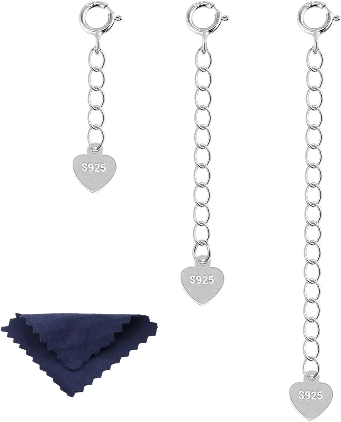 Sterling  Extenders Chain Necklace Extension Chains for  Making (1 2 3 inch)