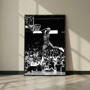 Michael Jordan 1988 Dunk Contest Poster, Black and White Basketball Wall Art, Vintage Sports Print, Sneakerhead Man Cave Decor, NBA Fan Gift