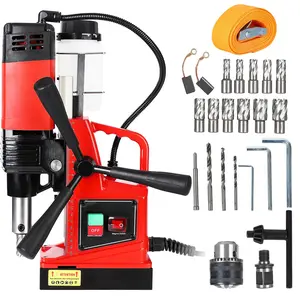 Garvee 1100W Magnetic Drill Press with 810RPM, Double Track Magnetic Drill, 1.6 Inch Boring Diameter, Includes 11Pcs Drill Bits, Portable for Metal Surface and Industrial Use