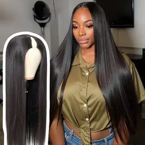 30Inch V Part Wigs Synthetic Long Straight Wigs For Women Straight Glueless Wig Upgrade U Part Wigs No Sew in NO Glue Half Wigs Human Hair 200% Density Natural Color