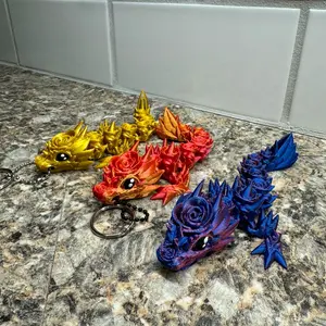 Rose Dragon Keychain for Purses Bags or Keys