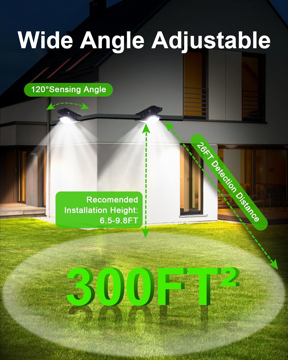 Solar Outdoor Clip-on Motion Sensor Light 3 Modes, 3 Mounting Ways IP65 Waterproof Security Light, for Chain Link Fence Camping G