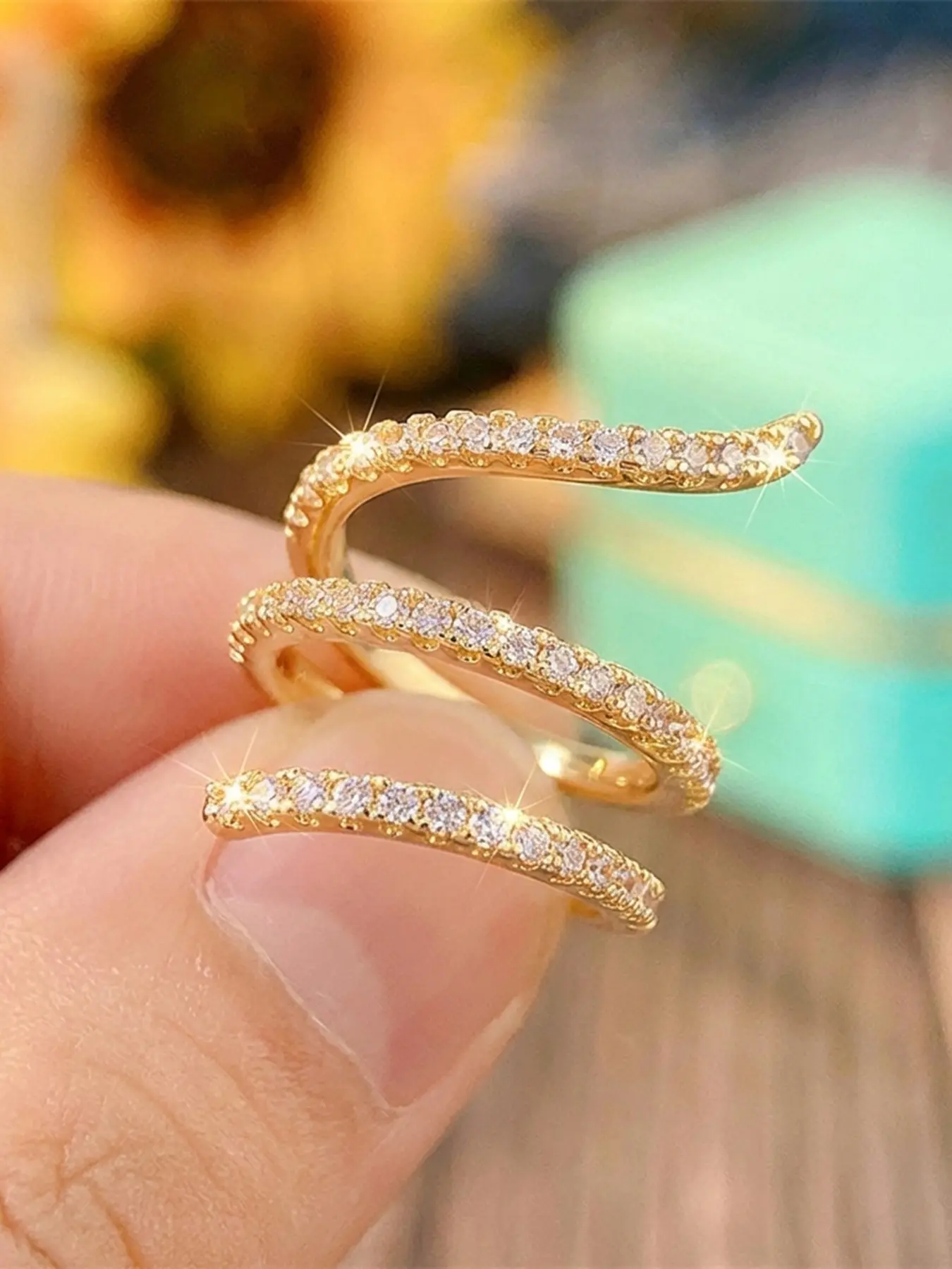 Simple Copper Zircon Geometric Wrap Ring, Elegant Jewelry Design, Perfect Gift Idea, Ideal for Daily Wear & Special Occasions, Statement Multi Ring, Copper Band Rings
