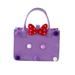 Purple Polka Dots Cartoon Felt Bag with Ample Space for Daily Essentials