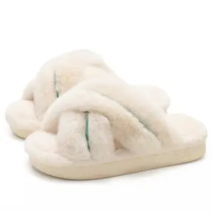 YASSIA Women’s Plush Fuzzy Slides | Faux Rabbit Fur Warm Indoor Outdoor Slippers Girl Shoe