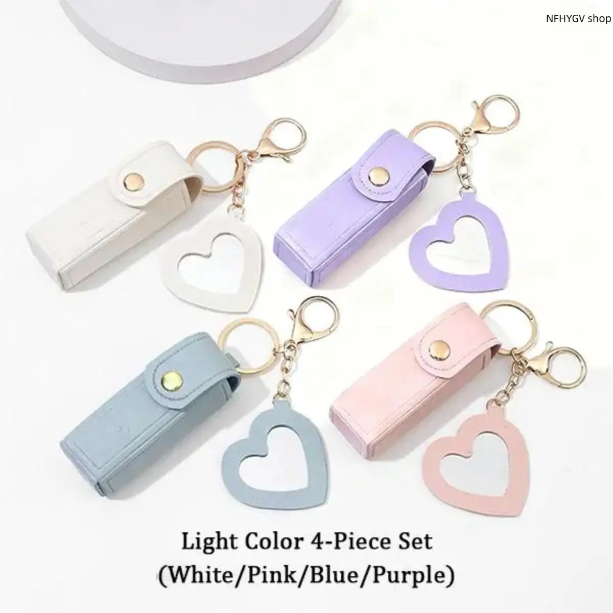 Keychains, 4 Pack PU Leather Lip Balm Holders with Mirror, Portable Lipstick Storage Cases, Practical Travel Makeup Organizers for Women and Girls Daily Use