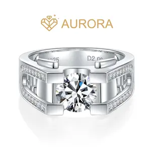 【#79 Rainbow】Full Moissanite main stone and side stone rings  with 925 Sterling Silver Synthetic Moissanite