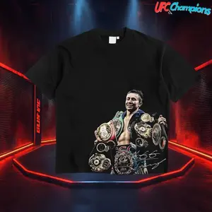 Gennady "GGG" Golovkin Chamion Heavy Cotton T-shirt Triple G Boxing Fight Night Shirt Fan Apparel Menswear Direct-to-garment Breathable Printing.