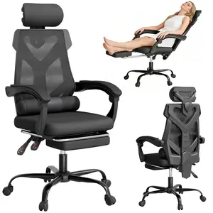 Mr IRONSTONE Ergonomic Office Chair with Footrest & Adjustable Lumbar Support, High Back Home Desk Chair with 6D Armrest, 90-145° Tilt Lock and Wide Cushion, Big and Tall Mesh Chairs for Man Woman, Black Task Chair, 400lbs Capacity