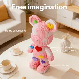 Multicolor Heart Bear Series Creative Building Blocks Model, 1688pcs, Original Authentic, New 2026 Design, Gift Idea, DIY Decor