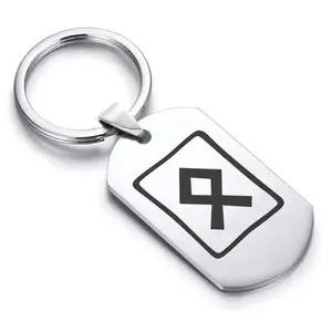 Stainless Steel Elder Futhark Othala Rune Dog Tag Keychain