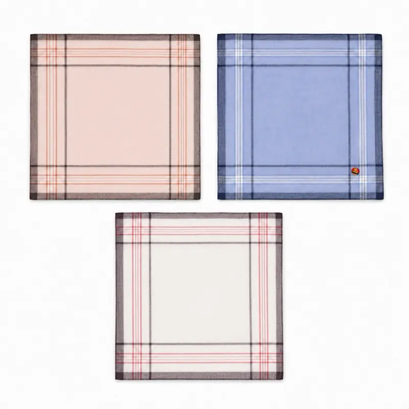 Men’s Plaid Handkerchiefs 3-Pack – Soft Cotton Pocket Squares, Assorted Colors