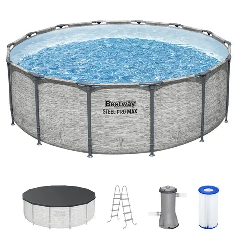 Bestway Steel Pro MAX 14'x48" Round Above Ground Swimming Pool with Pump & Cover