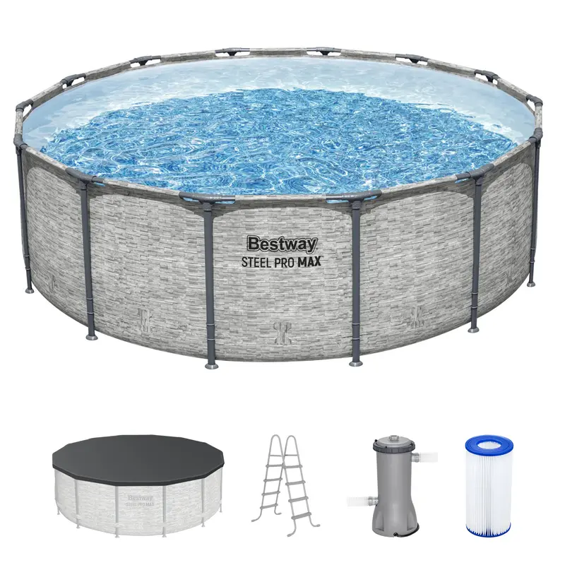 Bestway Steel Pro MAX 14'x48" Round Above Ground Swimming Pool with Pump & Cover