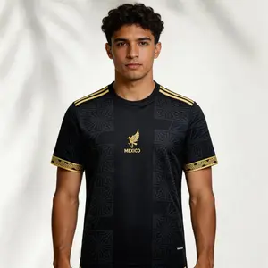 2025 Home Black Short Sleeve Soccer Jersey