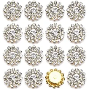100 count 14MM Sew on Rhinestones , Flower  Claw Rhinestones Glass   for Crafting Sewing Clothes Dresses Shoes Belt Decoration Accessories (White)