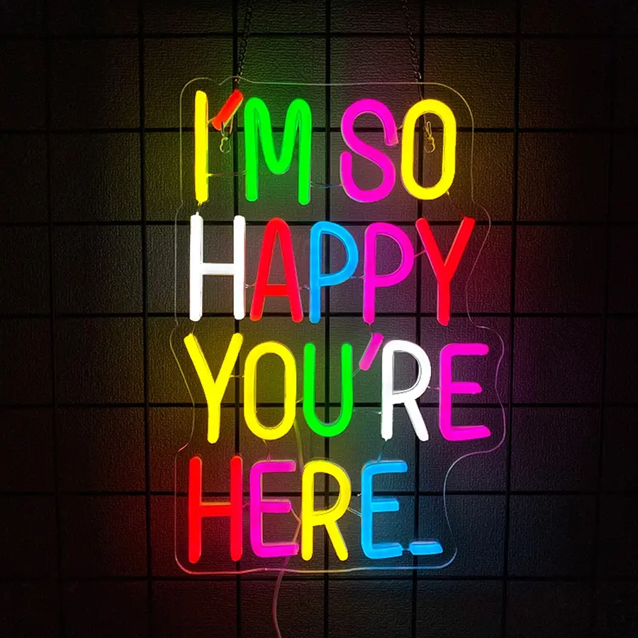 I'm So Happy You're Here Neon Sign Letter Neon Lights up Signs    Light for Kids Room Welcome Signs for Classroom Home Business Wall Art Decor