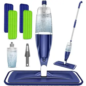 Microfiber Spray Mop, Wet Dry Hardwood Floor Mops with 4 Washable Reusable Pads for Swiffer Power mop-Flat Mop for Tile tile scrub Wooden Cleaner Cleaning