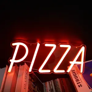 LED Neon Light with Red & Glow, USB-Powered Wall-Mounted Pizza Store Decor for Pizzeria, Cafe, Bar, Home, Party, Gift - Durable Metal Construction, Easy Installation, Pizza Decor, Restaurant Decoration, Modern Decoration, Neon Light Sign
