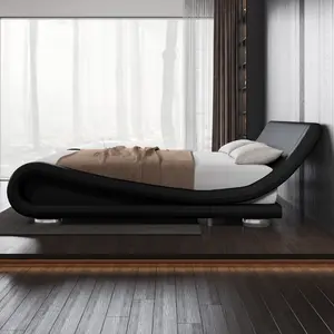 Allewie Full/Queen/King Size Bed Frame with Ergonomic & Adjustable Headboard, 【Frame Only No Mattress】Low Profile Modern Upholstered Platform Sleigh Design -  No Box Spring Required, Grey/Black/White,#TikTokShopBlackFriday #Christmas Gifts