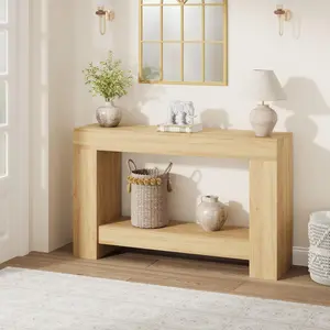 Garvee Console Table for Entryway and Living Room, Large 2-Tier Sofa Table with Storage, Farmhouse Style Entryway and Hallway Table