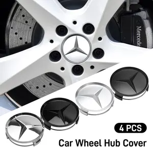 75MM Car Wheel Center Cover Sticker Hub Caps Decoration Car Decals For Mercedes Benz A B C E M R G S Class AMG W124 W126 W140 W177 W190 W203 W204 W205 W210 W211 W212 W213 W220 C180 C200 C260 C300 GLA GL CLA CES CLS SLK GLK CLK GLC CLG GLE GLS GLB EQC