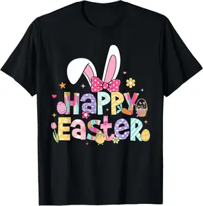 Happy Easter 2026 Cute Bunny Rabbit Easter Day Women T-Shirt  Breathable T-shirt