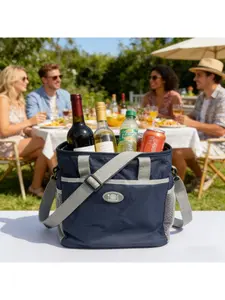 Large Foldable Insulated Lunch Bag, Portable Leakproof Cooler, Adjustable Shoulder Strap, Suitable for Work Picnic Travel Shopping