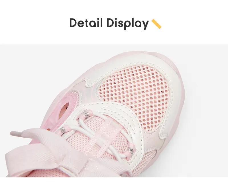 Balabala Girls' Casual Sneakers Trainer Shoes - 1 Pair for 11-12 Yrs, 12-13 Yrs, Lightweight Breathable Synthetic Fabric & Mesh, Cute Bow, Velcro Quick-On Straps, Round Toe, Playful Design