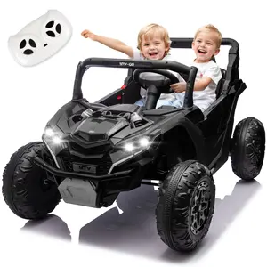 24V 2-Seater Kids Ride-On UTV with Parental Remote Control, 4-Wheel Suspension, Slow Start, Large Wheels, Anti-Collision Bar, Storage, Music, USB, Bluetooth, LED Lights for Ages 2-5