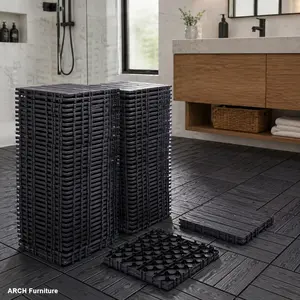 ARCH 68-Pack 11.42"x11.42" Plastic Interlocking Deck Tiles - 61.60 Sq.Ft Super Durable Waterproof All-Weather Wood Grain Flooring, Eco-Friendly Non-Toxic Material for Indoor Use, Outdoor Decor,summervibes