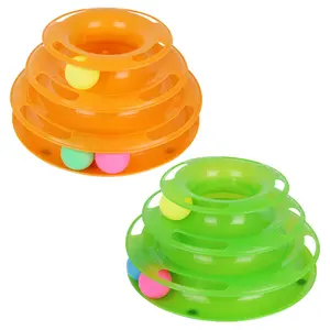 Interactive Cat Track Tower with Rolling Balls - Multi-Level Stacked Design for Engaging Play & Physical Activity - Orange or Green Options - 7.5 oz Weight - Indoor Enrichment Toy
